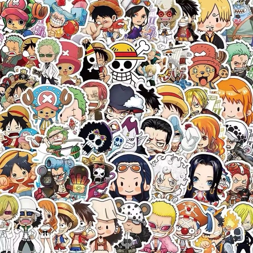 1000x1000 One Piece Random Sticker Lot Luffy OP inch Size