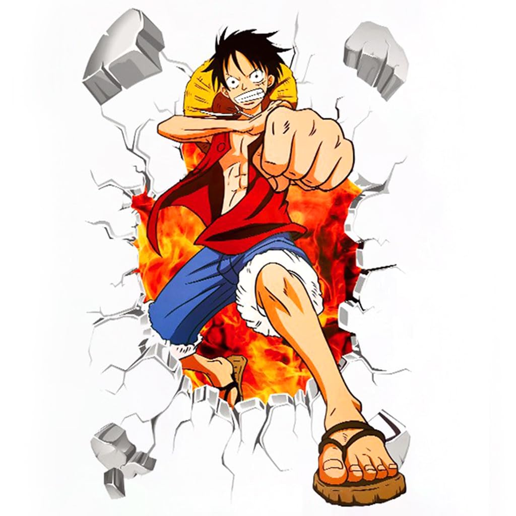 1024x1024 HASTHIP Monkey D Luffy Wall Sticker for Kids Bedroom, 19.6×27.5 in with 3D Effect– Hasthip