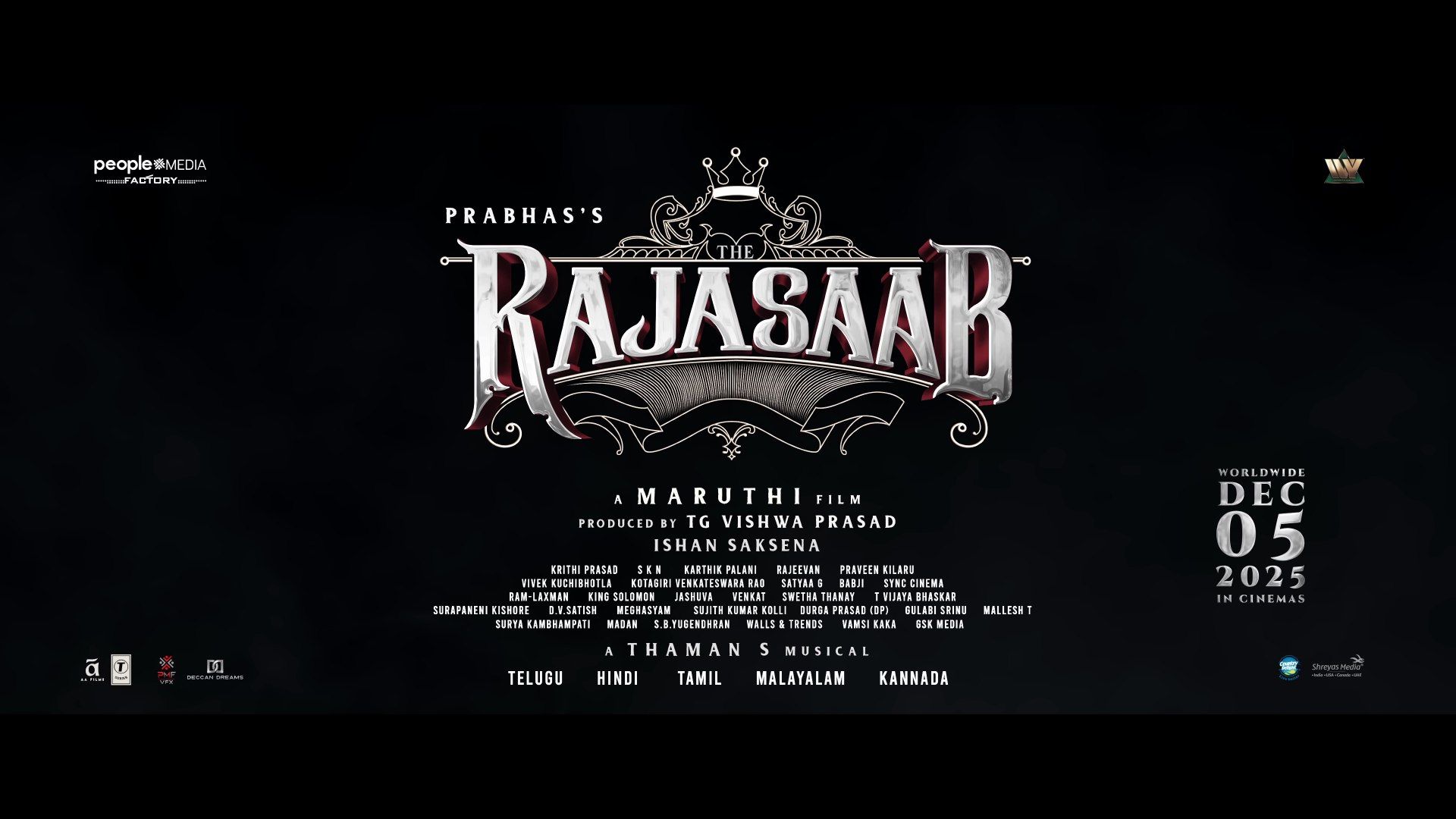 1920x1080 The RajaSaab Tamil Teaser ｜ Prabhas ｜ Maruthi ｜ Thaman ｜ TG Vishwa Prasad ｜ PMF ｜ Dec 5 2025