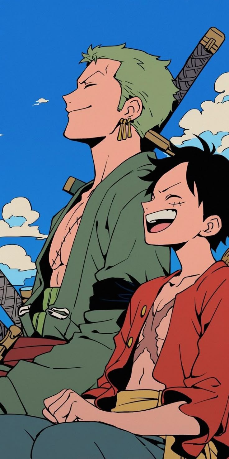 736x1472 Luffy & Zoro. Anime Phone Wallpaper