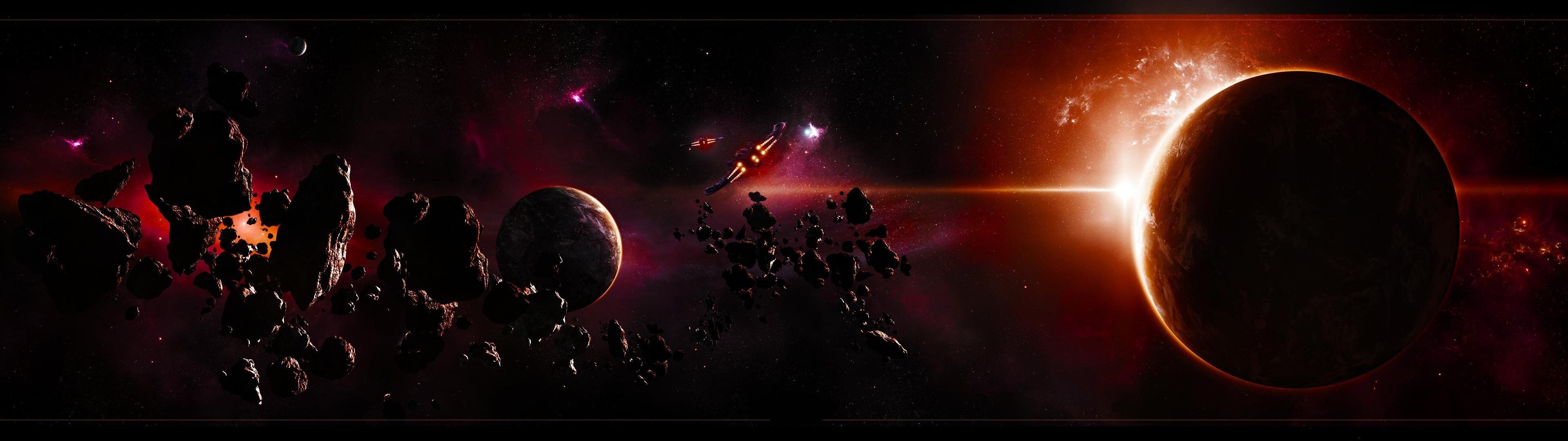 3840x1080 Dual Monitor Space Wallpaper