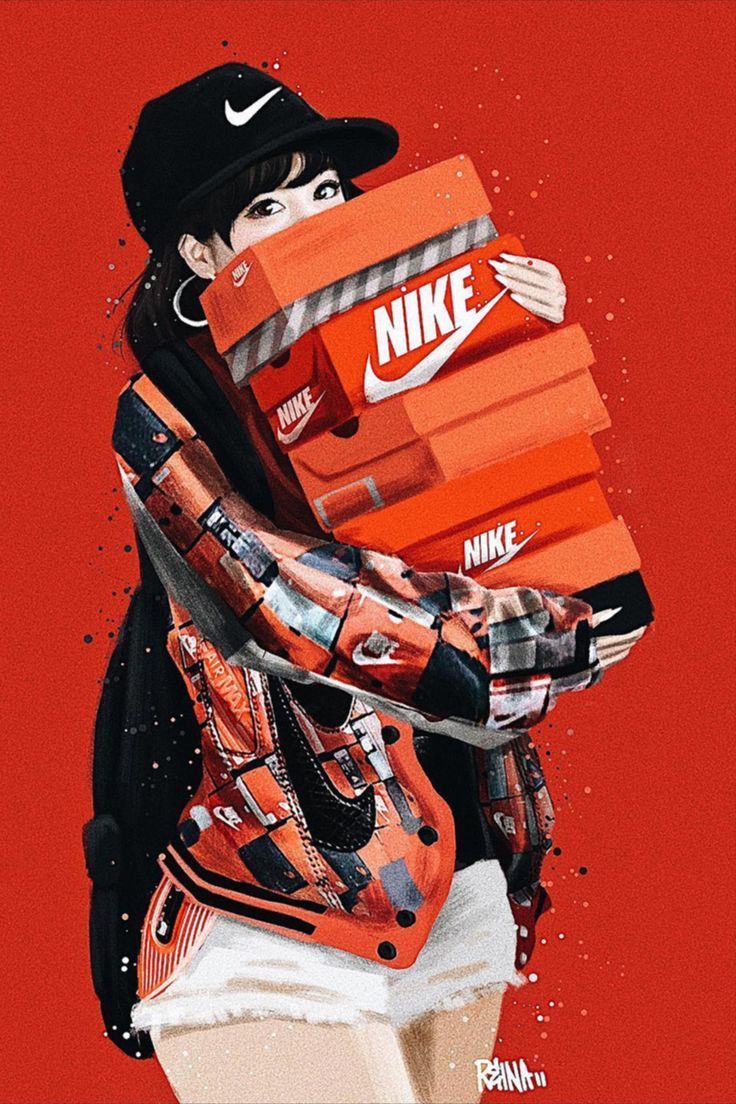 736x1104 sneakers girl illustration