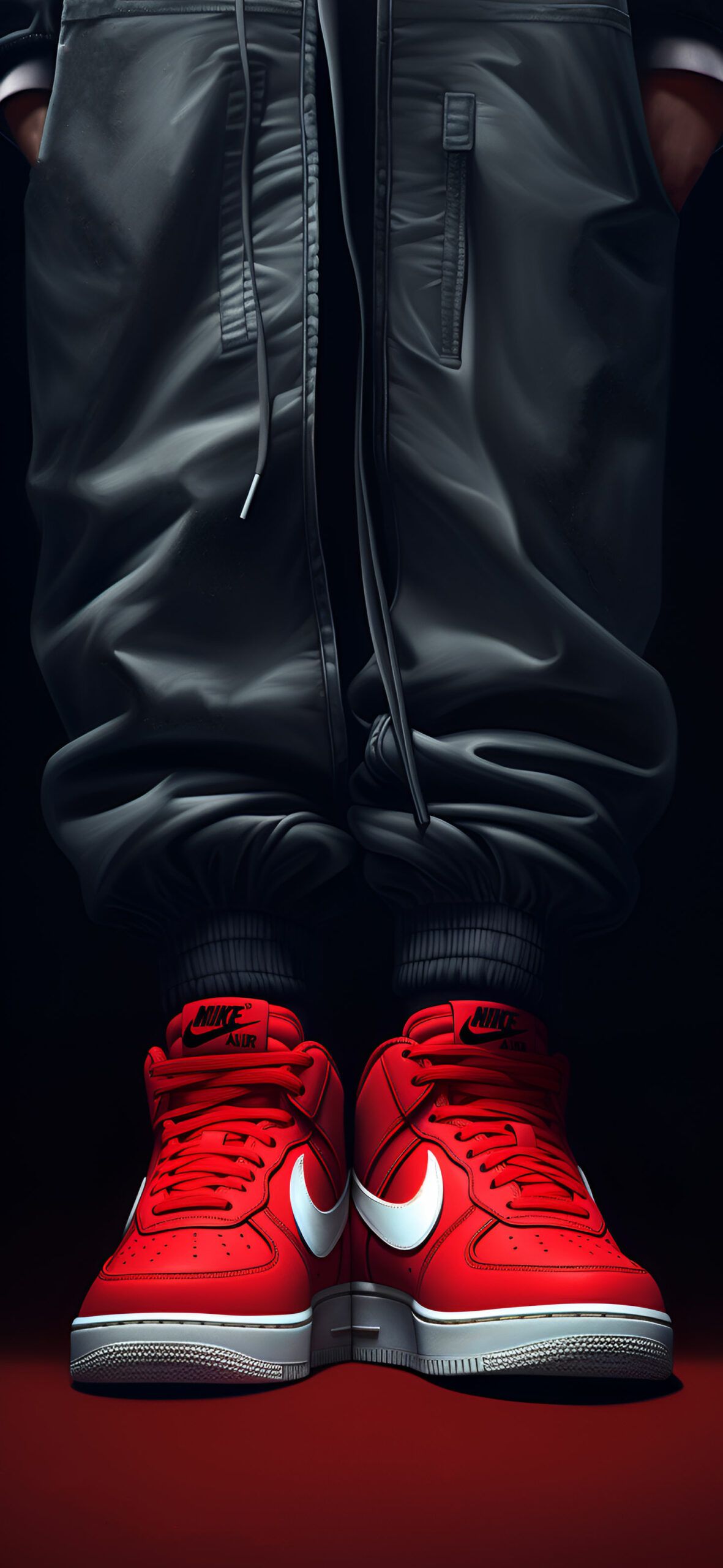 1181x2560 Hypebeast Cool Red Nike Sneakers Wallpaper
