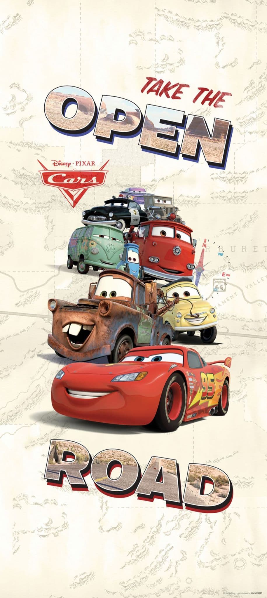 915x2048 AG Design Cars Disney Photo Mural Wallpaper For Children's Room, Multi Colour