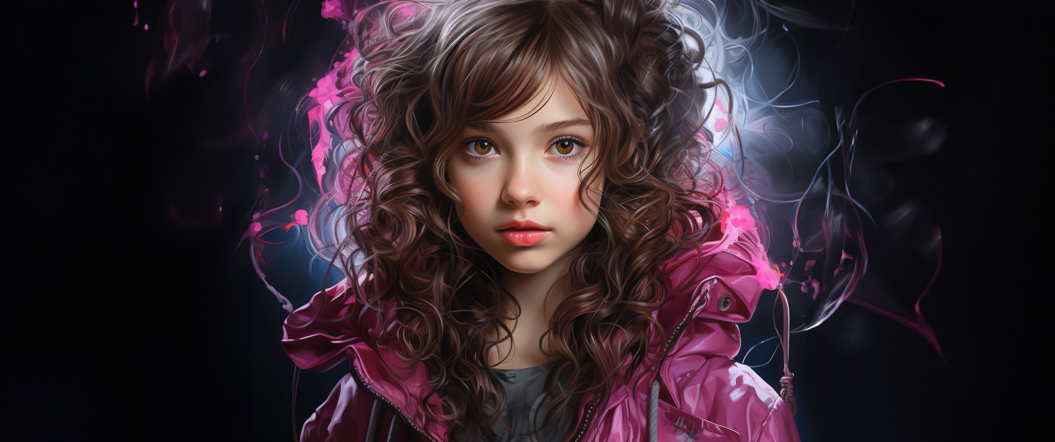 3440x1440 Cute Girl Wallpaper 4K, AI art, Girly background, Pretty