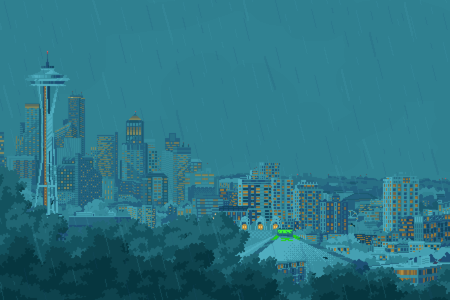 1800x1200 Pixel Art Rain Gif