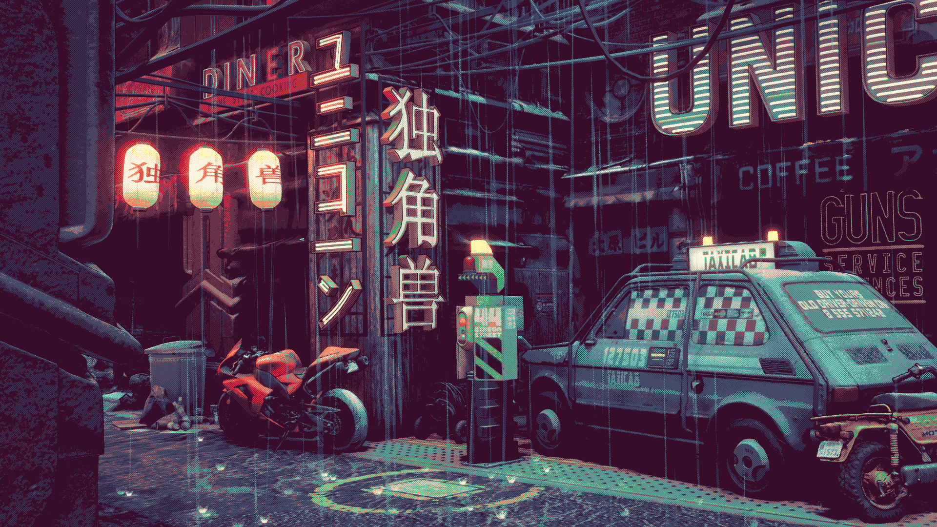 1920x1080 Pixel Rain Wallpaper