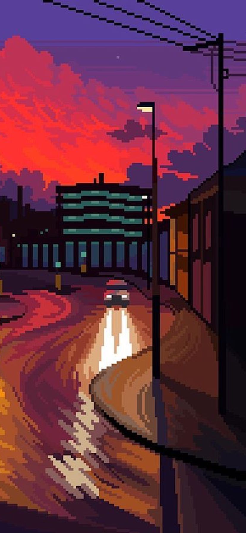828x1792 Pixel Rain Wallpaper
