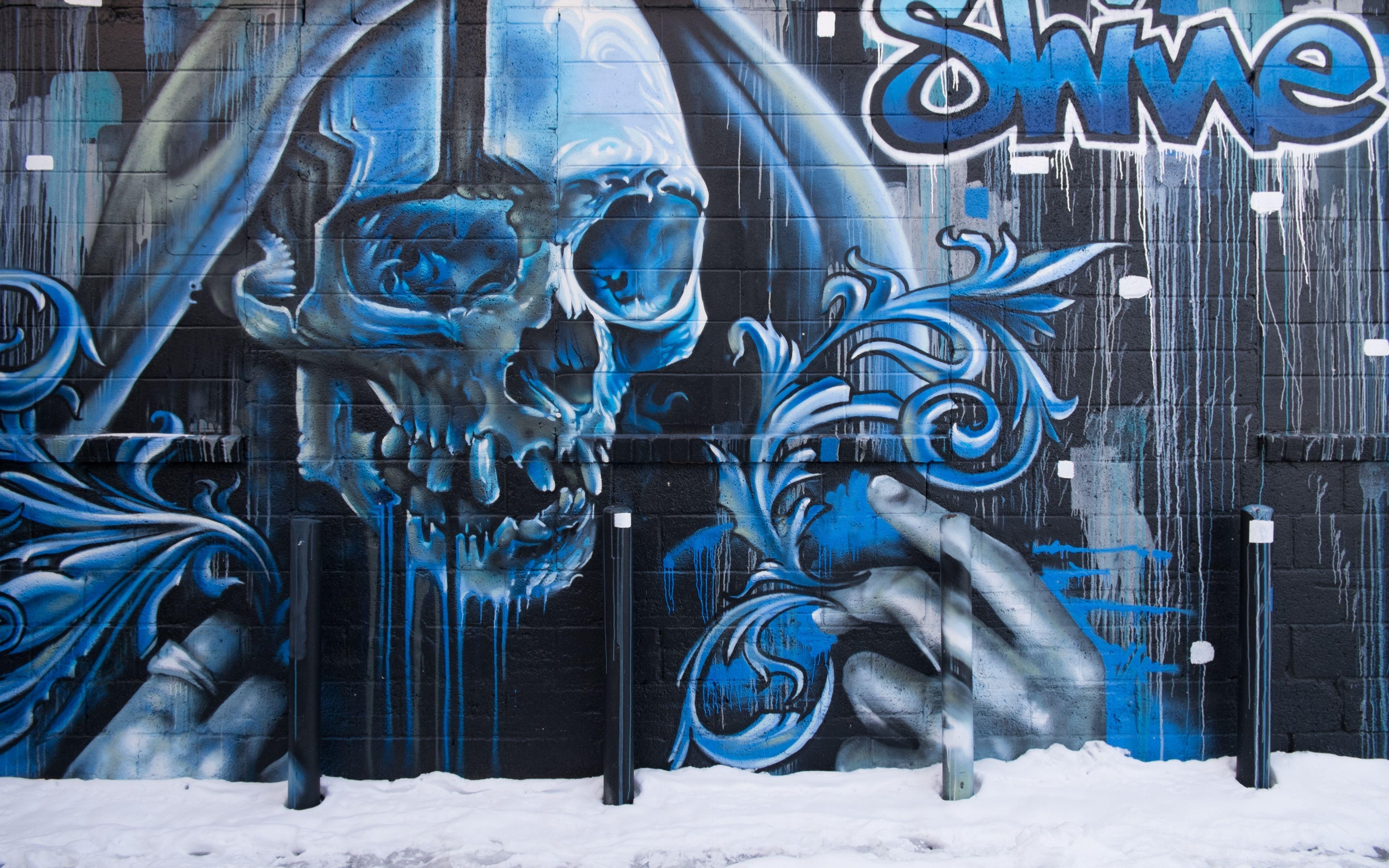 3840x2400 Wallpaper Skull, Graffiti, Street Art, Wall Art Graffiti Wallpaper 4k