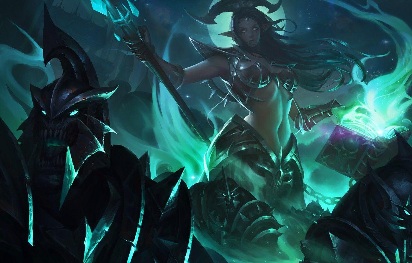 1332x850 Wallpaper Girl, Night, Magic, Elf, Fantasy, Art, Art, Fiction, Magic, Illustration, Elf, Necromancer, Middle Earth, Dead, DaoDao Mao, the Goddess of Misfortune image for desktop, section фантастика