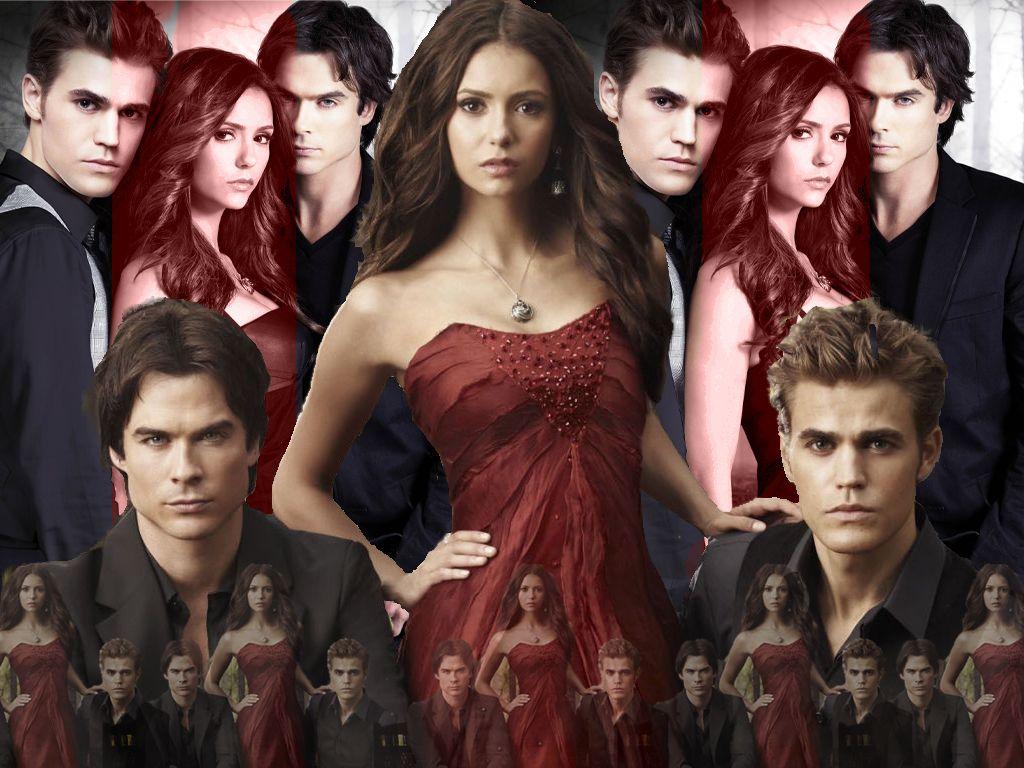 1024x768 Vampire Diaries Cast HD Wallpaper