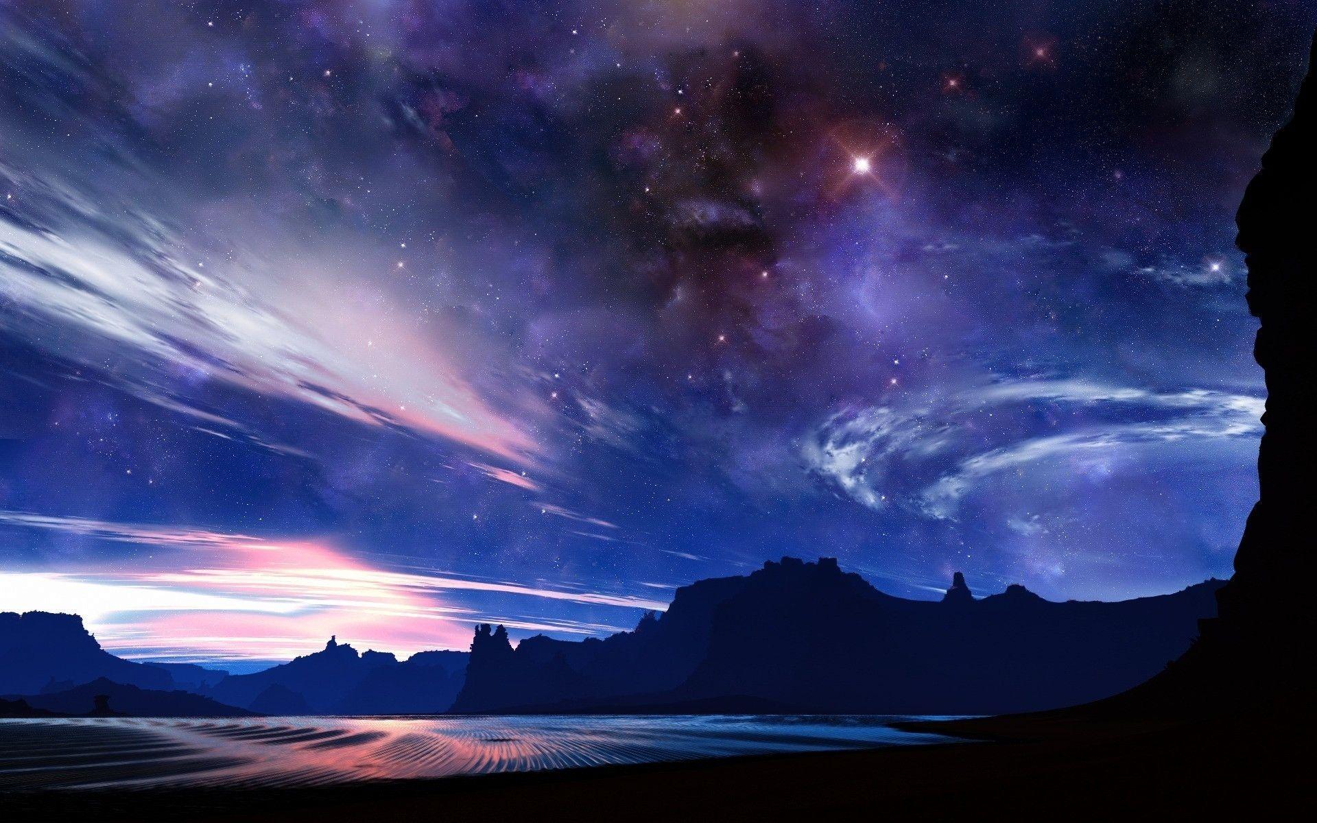 1920x1200 Starry Sky Background Background for Free PowerPoint Templates