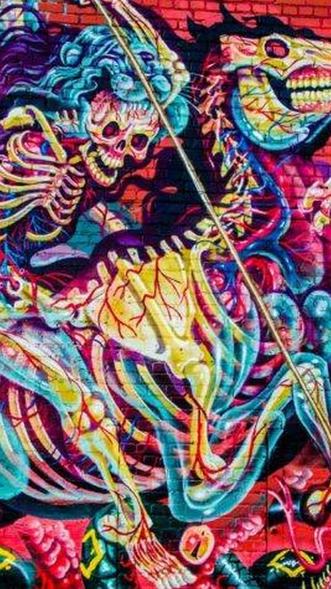 1080x1920 Abstract Graffiti colorful Art skeleton iPhone X Wallpaper mobile wallpaper Abstract Graffiti. Android wallpaper art, Android wallpaper abstract, Mobile wallpaper