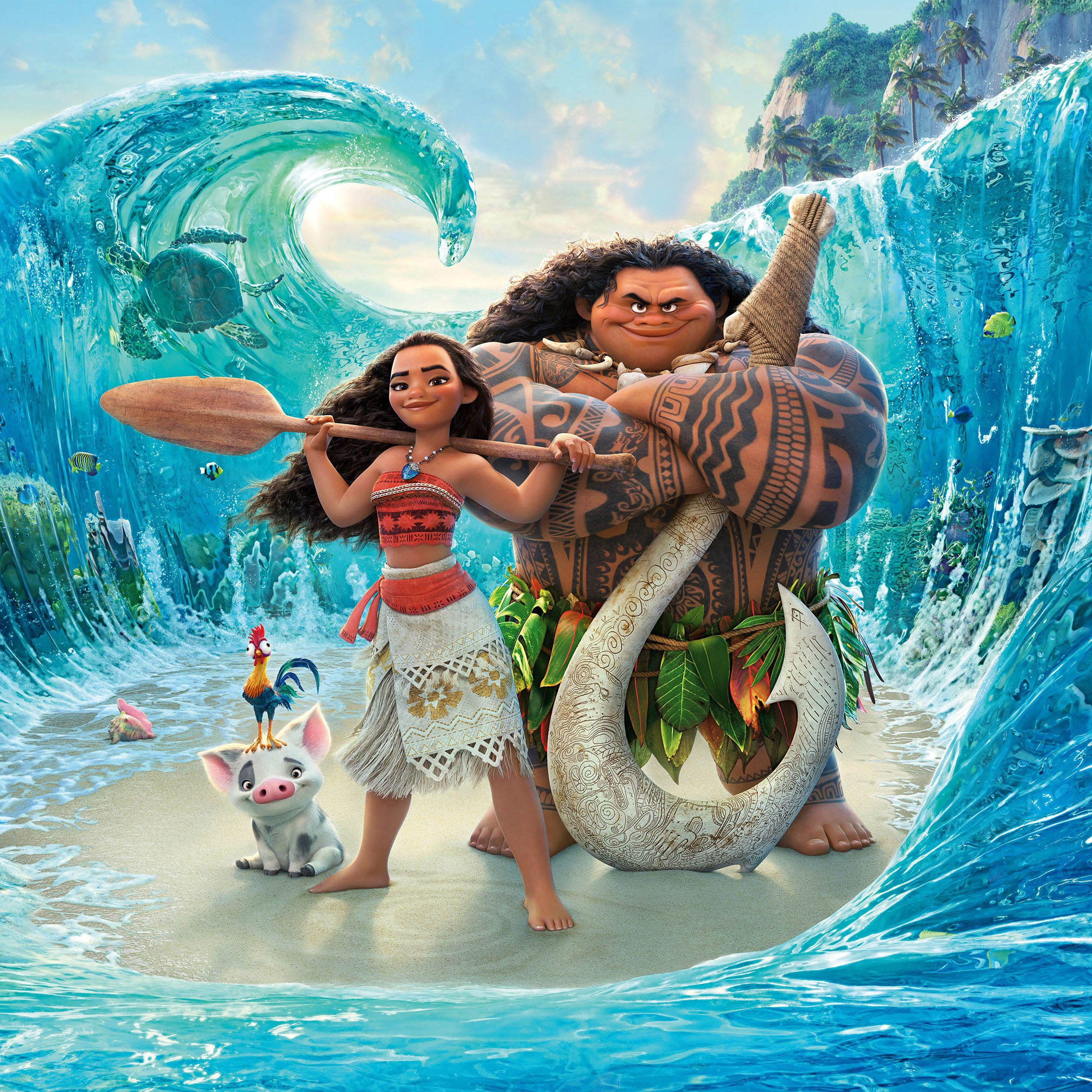2732x2732 Moana Disney Art Sea Anime Illustration Art Wallpaper