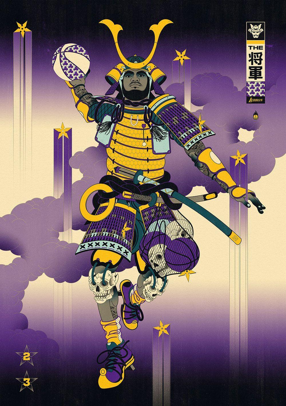 1000x1418 Japanese NBA Samurai archer, Edo, Basketball art