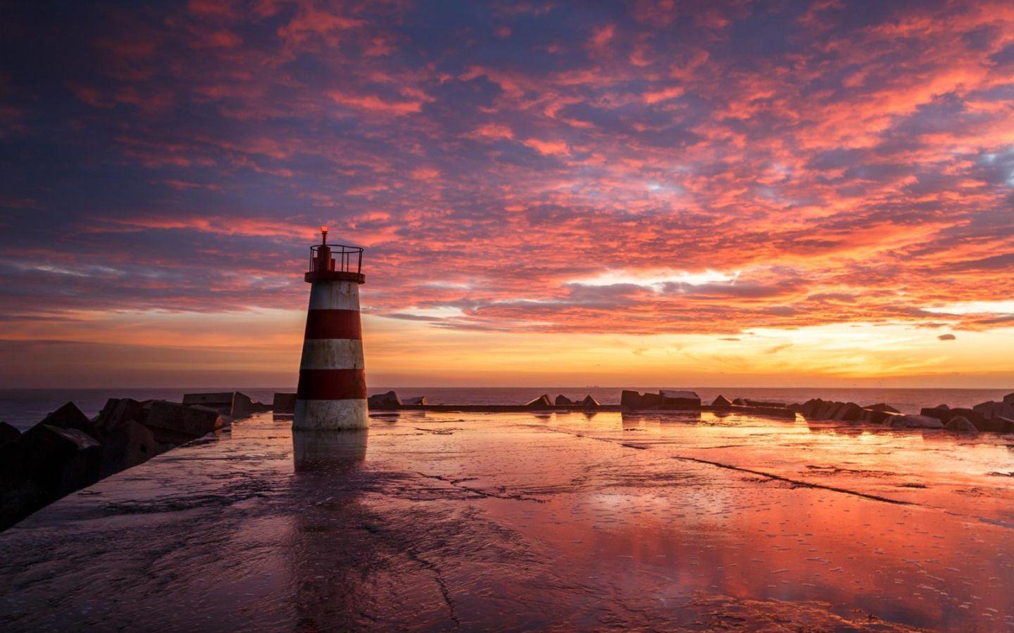 1440x900 Portugal #Lighthouse #Sunset #nature #Landscapes #Windows8
