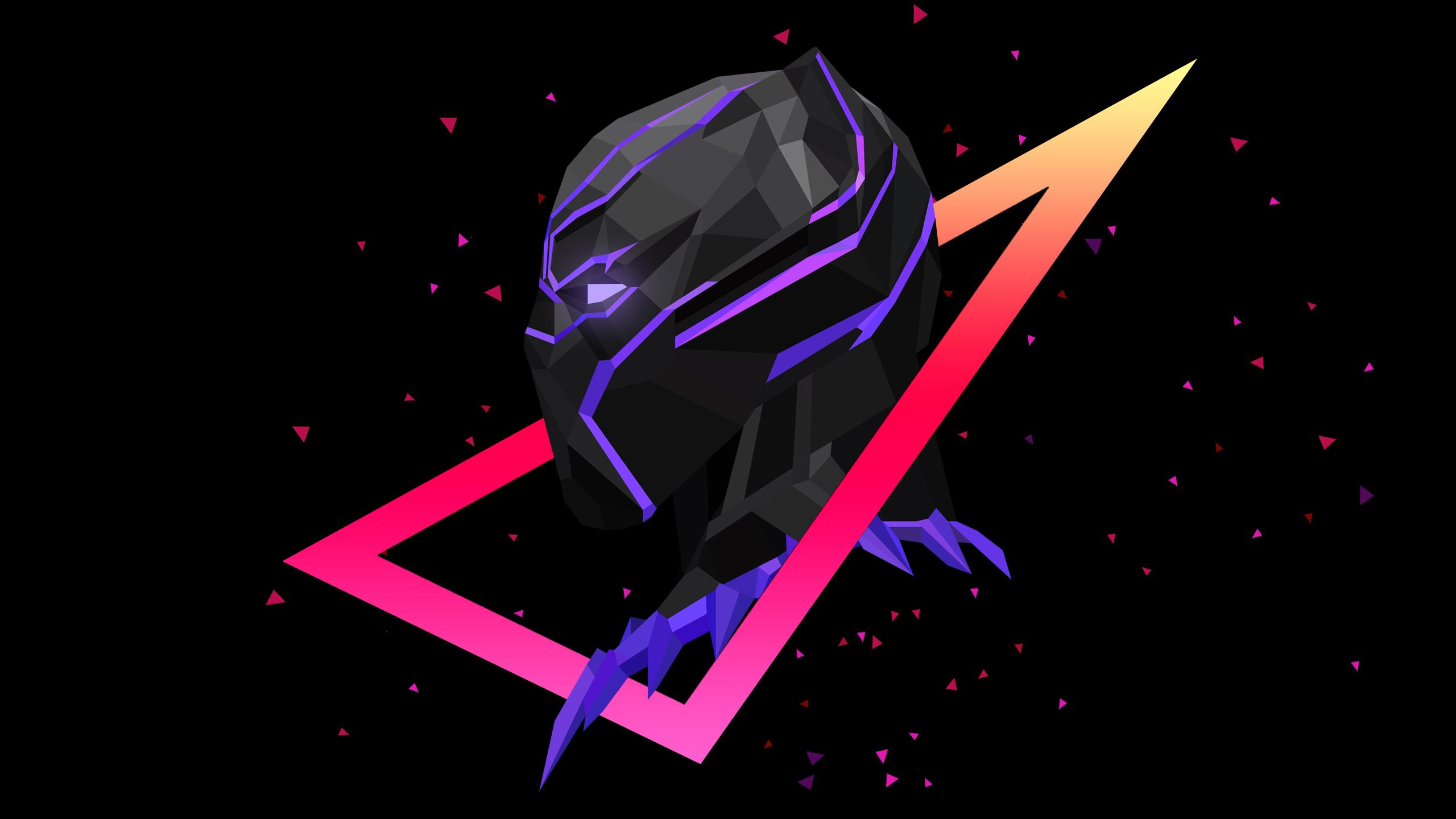 2560x1440 Black Panther Low ploy Artwork Wallpaper