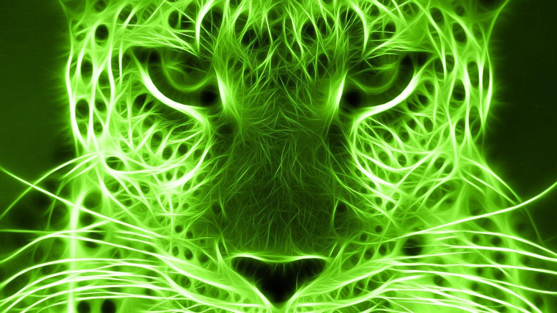 1920x1080 Neon Green Lion Wallpaper