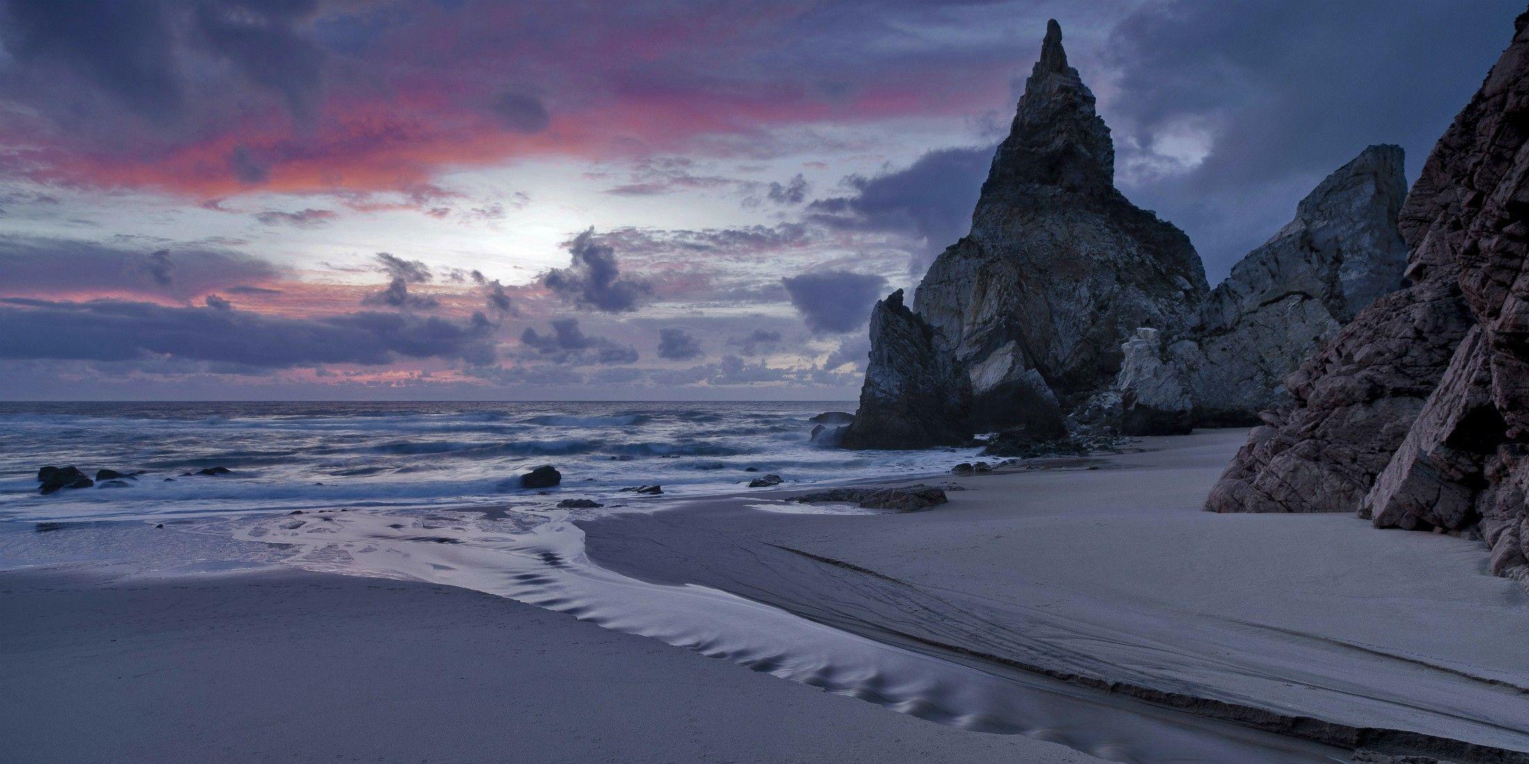 2200x1100 Bãi biển: Biển Bãi biển Bồ Đào Nha Hình nền cát lướt sóng HD Thiên nhiên Miễn phí
