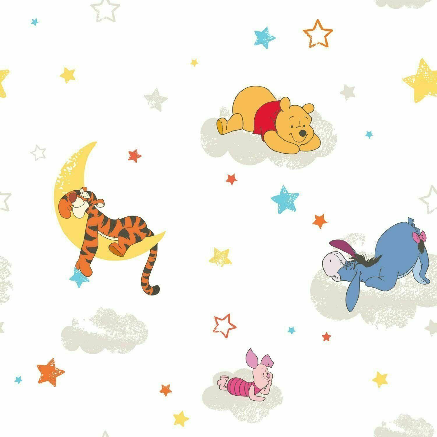 1500x1500 Disney Winnie the Pooh Rise & Shine Shimmer Wallpaper Tigger Eeyore & Piglet NEW