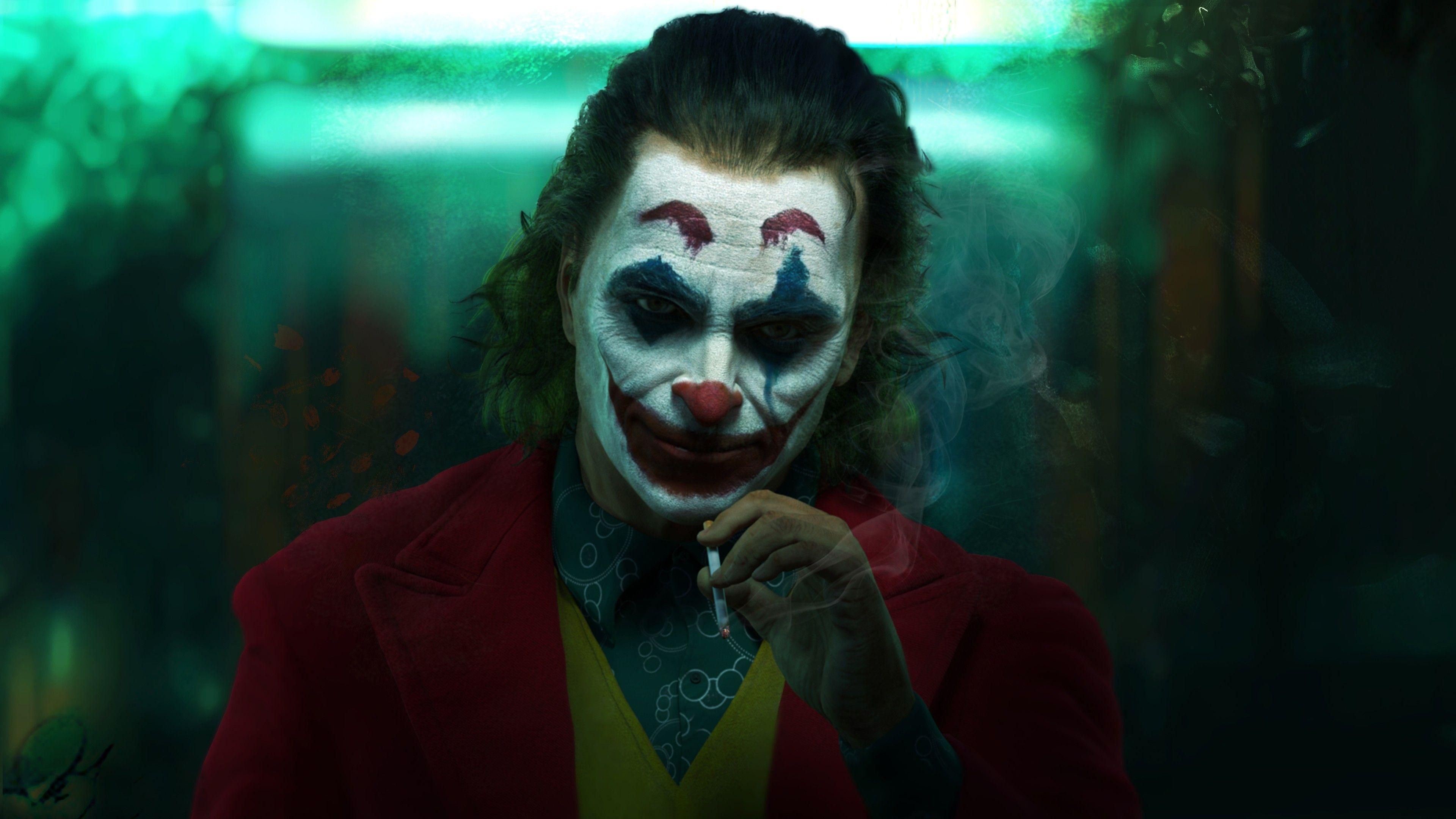 3840x2160 Joaquin Phoenix Joker với nền xanh lá cây và đen Hình nền HD Joker 4K