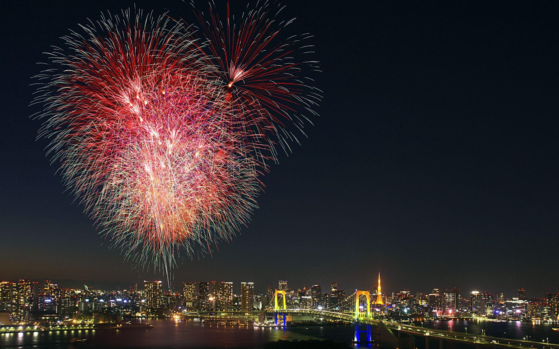 1920x1200 Fireworks Tokyo Japan cities hdr night wallpaperx1200