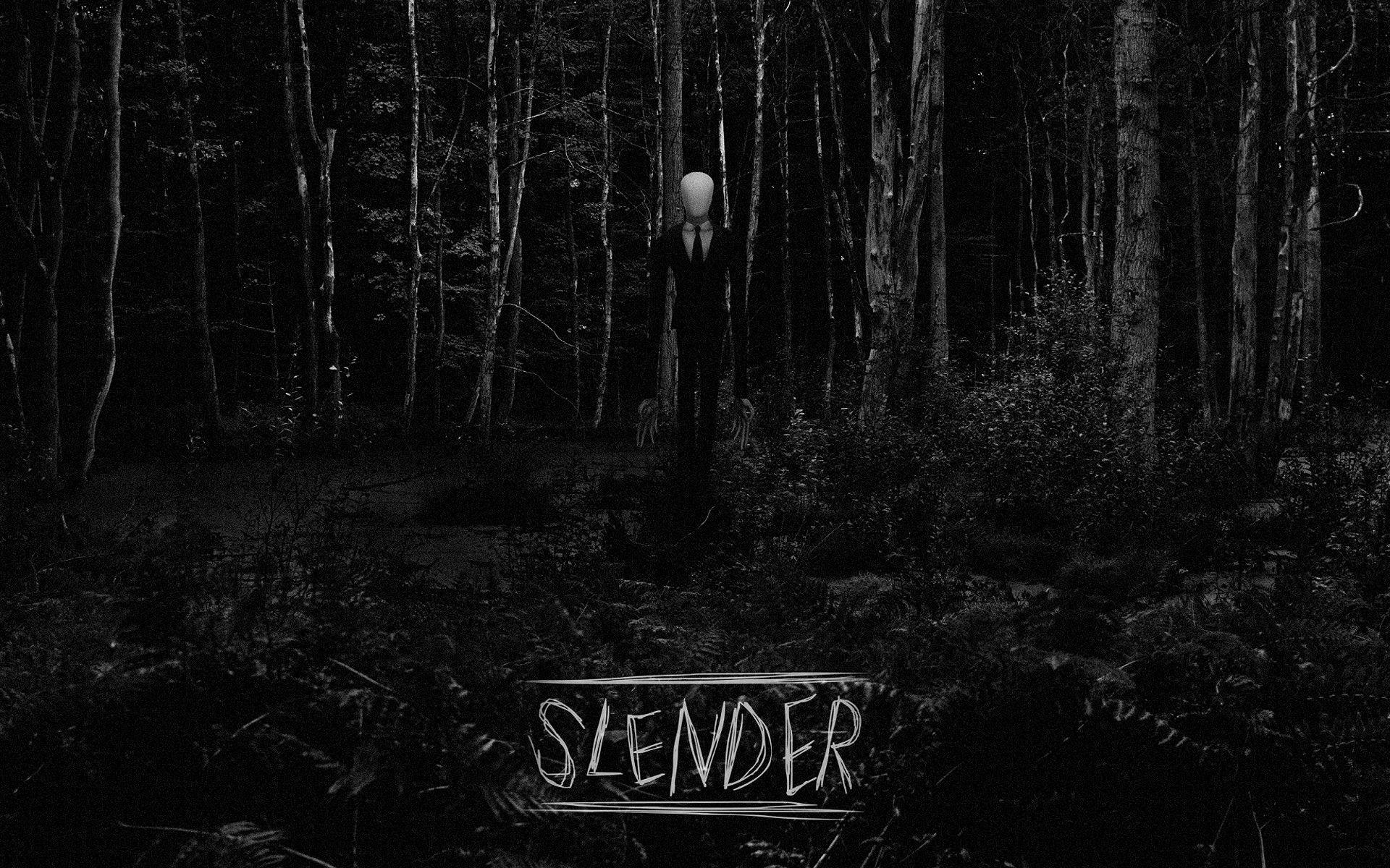 1920x1200 Slender Man BW Forest Creepy trees black white dark videogames