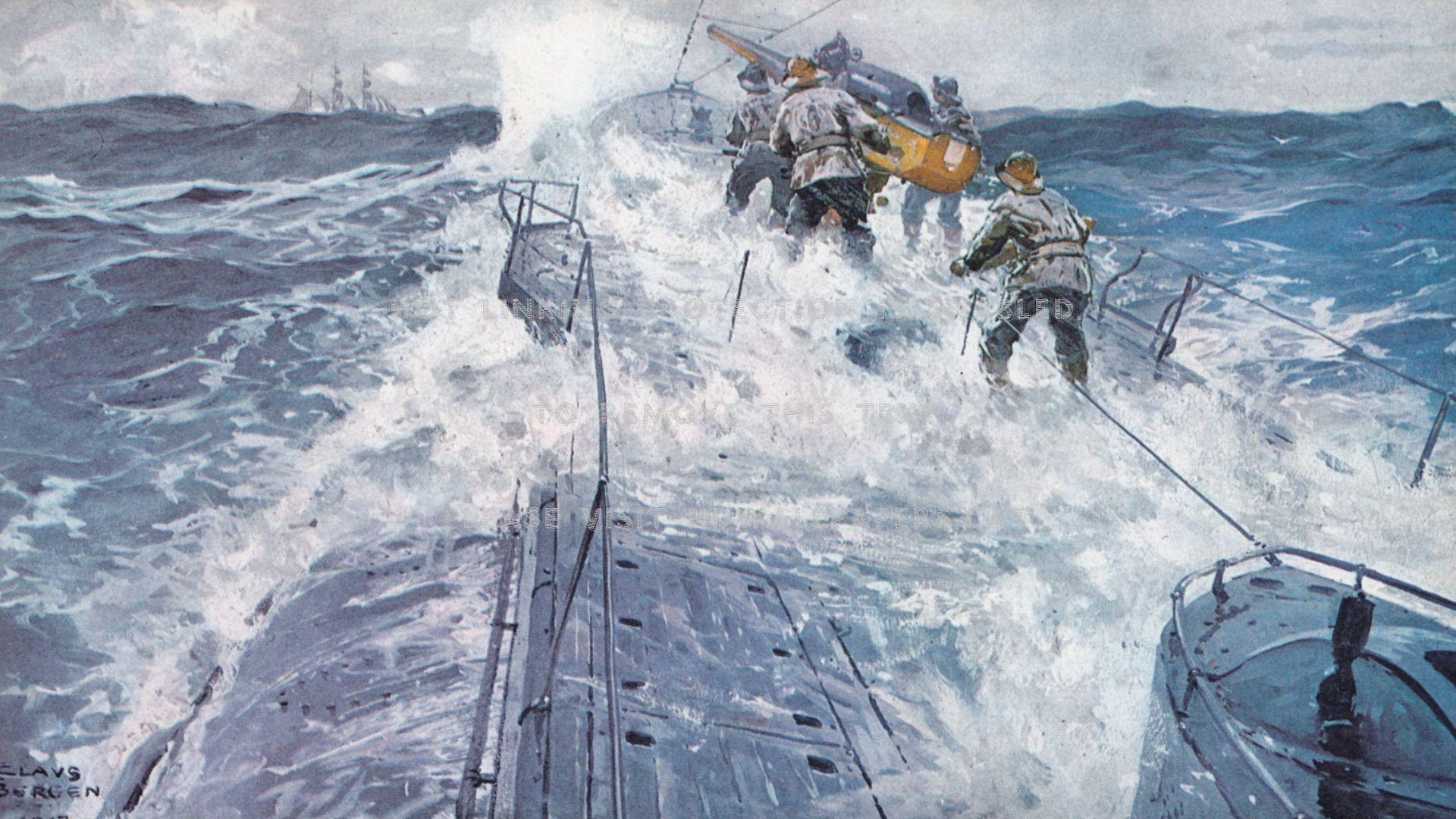 1920x1080 u boat surface action wwi swell ww1 sea 3D