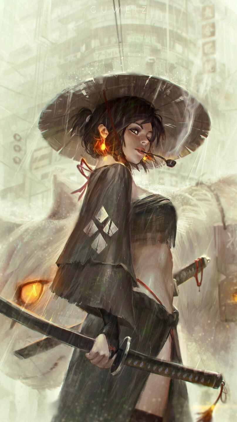 808x1437 Samurai Girl