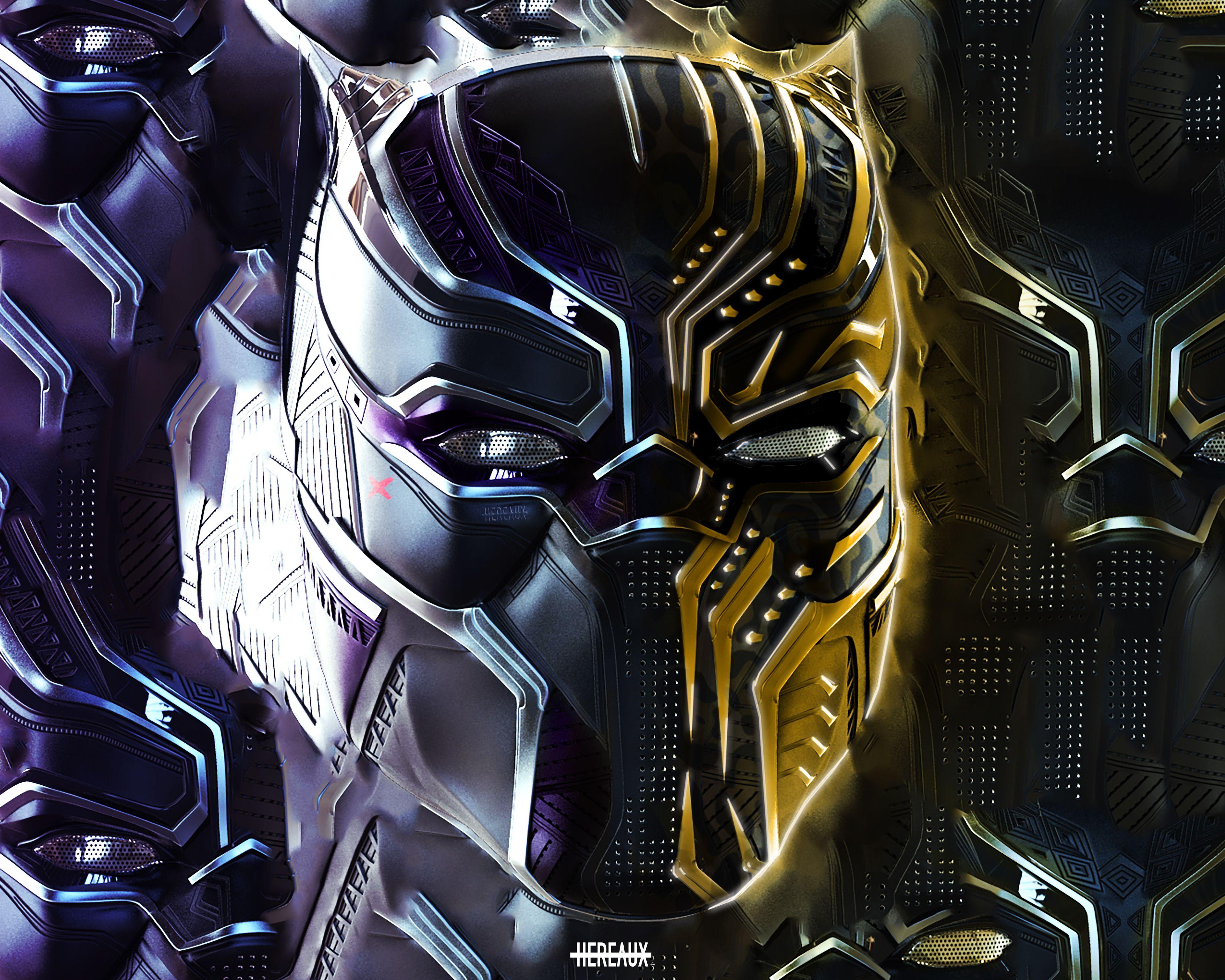 3840x3072 Black Panther And Killmonger Cartoon HD Wallpaper