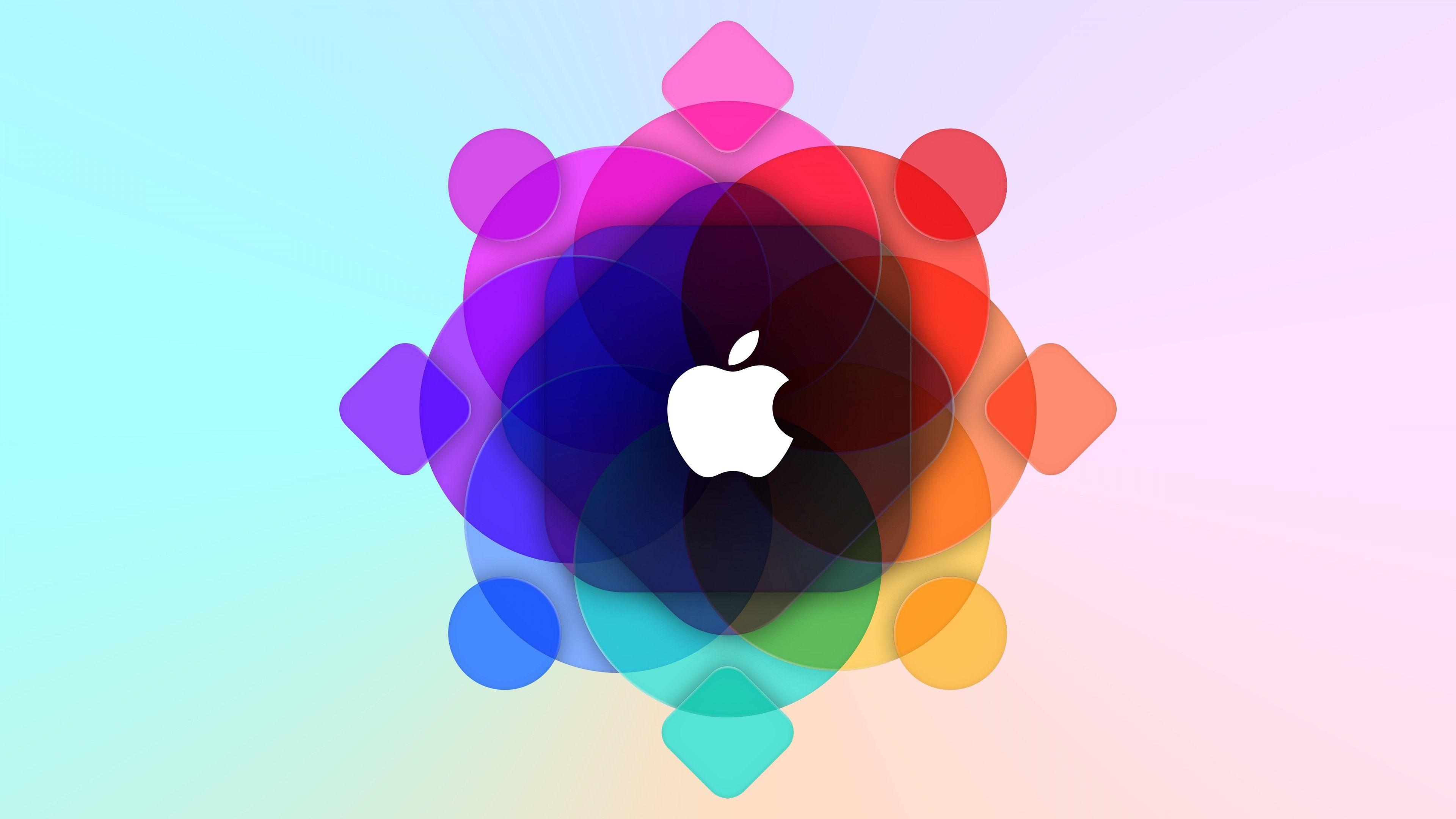 3840x2160 Apple logo 4K Wallpaper, WWDC, Colorful, Gradient background, 5K, Technology