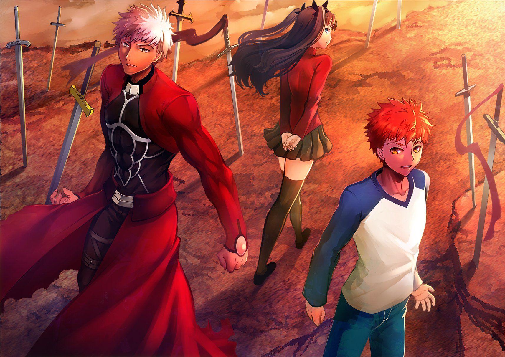 1714x1212 Fate stay night Tohsaka Rin Emiya Shirou Archer wallpaperx1212
