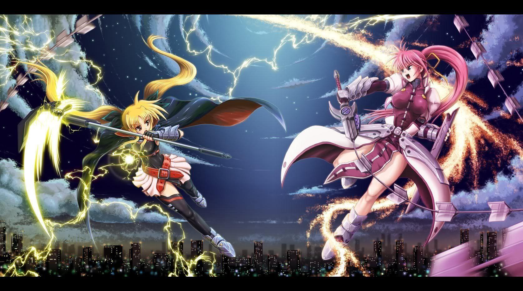 1675x934 Fate Testarossa and Signum. Cool anime picture, Anime image, Anime