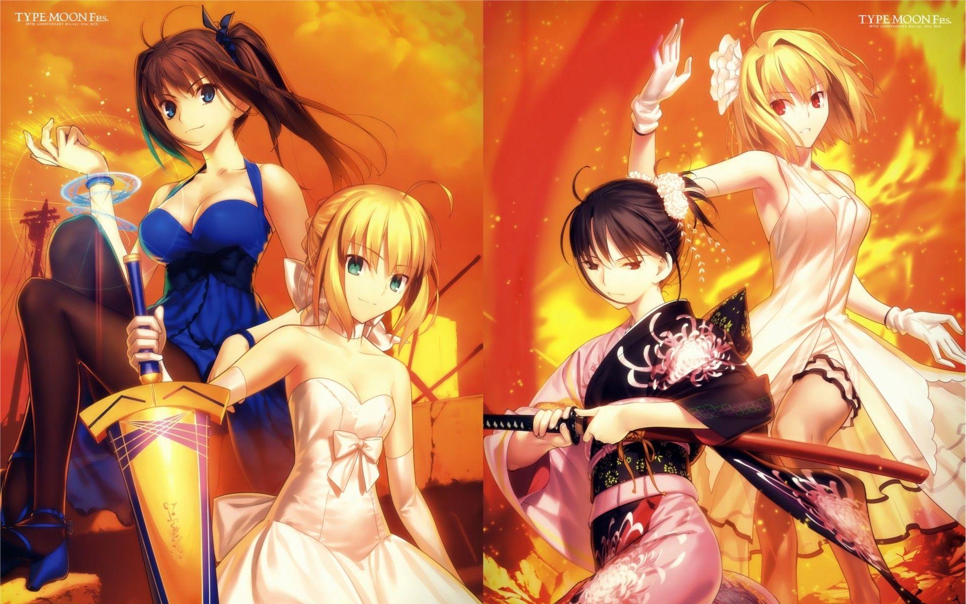1920x1200 Type Moon, Saber, Arcueid Brunestud, Aozaki Aoko, Ryougi Shiki, Anime Girls, Fate Series, Dress, Kara No Kyoukai, Lunar Legend Tsukihime, Mahoutsukai No Yoru Wallpaper HD / Desktop and Mobile Background