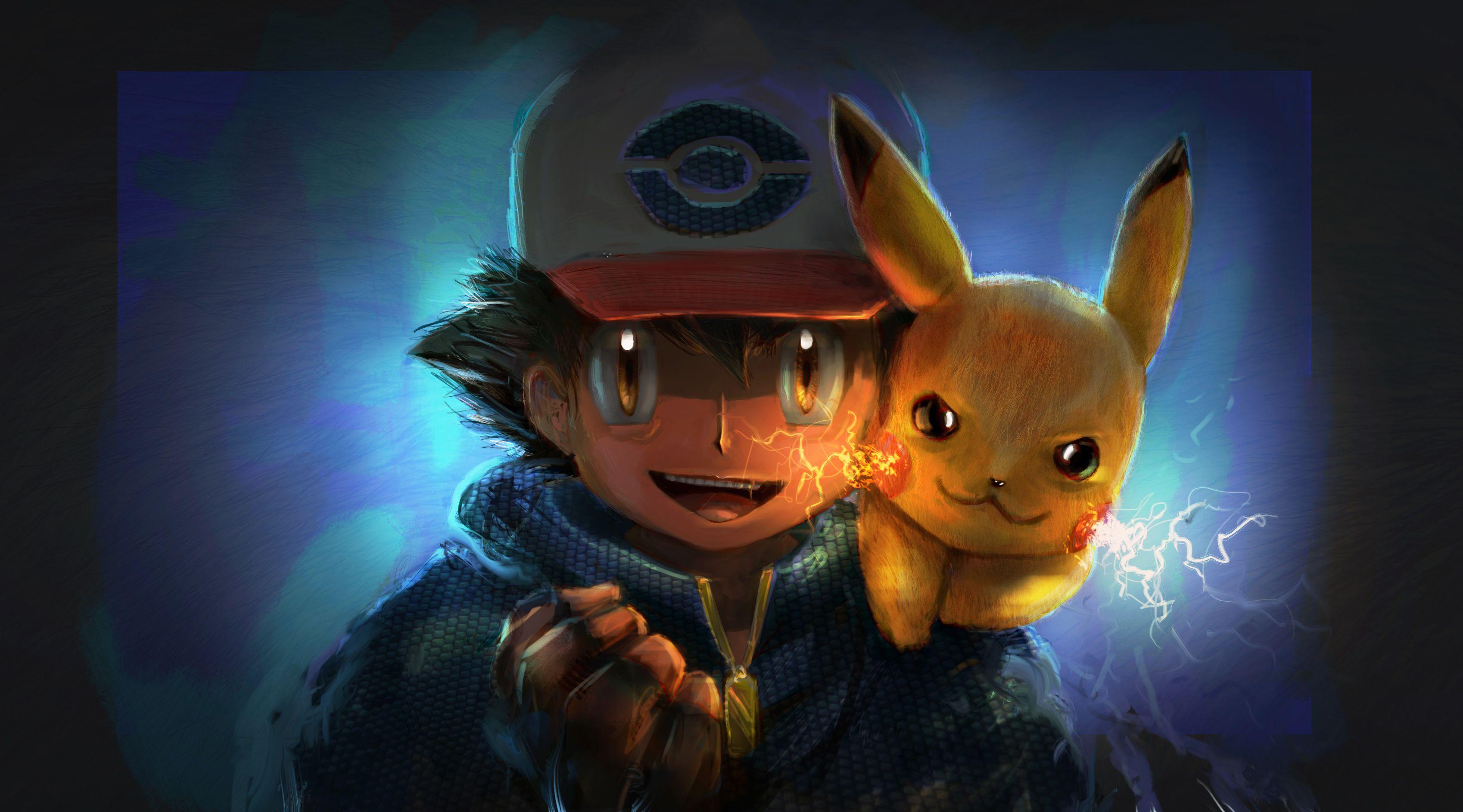 3396x1885 Ash And Pikachu Artwork iPad Air HD 4k Wallpaper, Image, Background, Photo and Picture