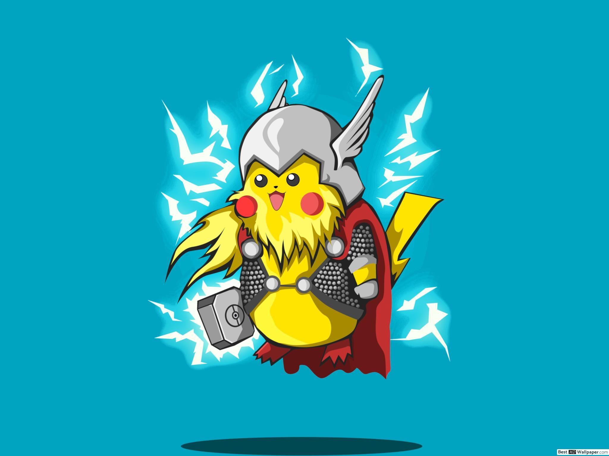 2048x1536 Pikachu as Thor, the Thunder God HD wallpaper download