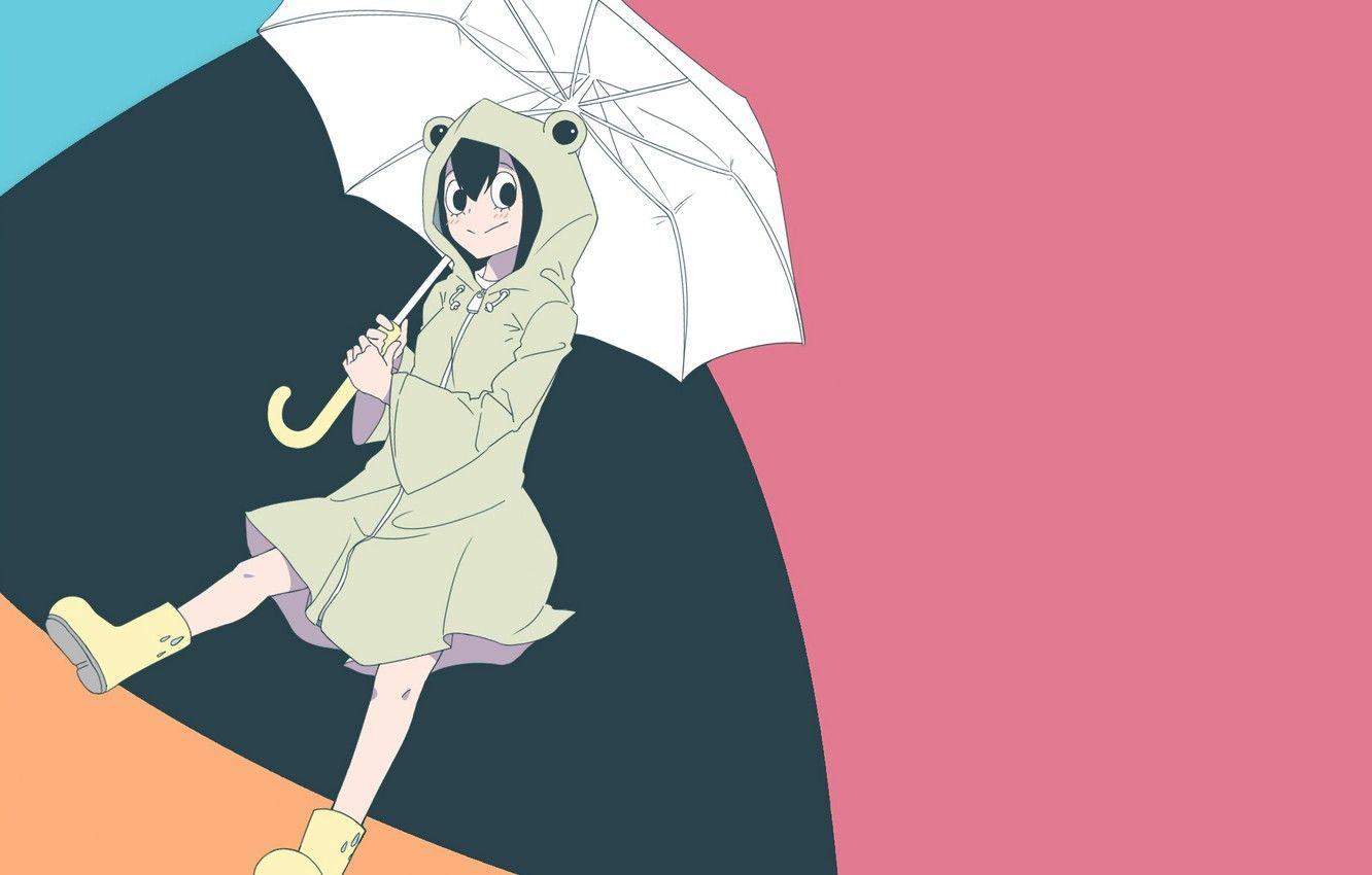 1332x850 Wallpaper girl, background, umbrella, My Hero Academia, Boku No Hero Academy, My heroic academia, The Tsui Usui image for desktop, section сёнэн