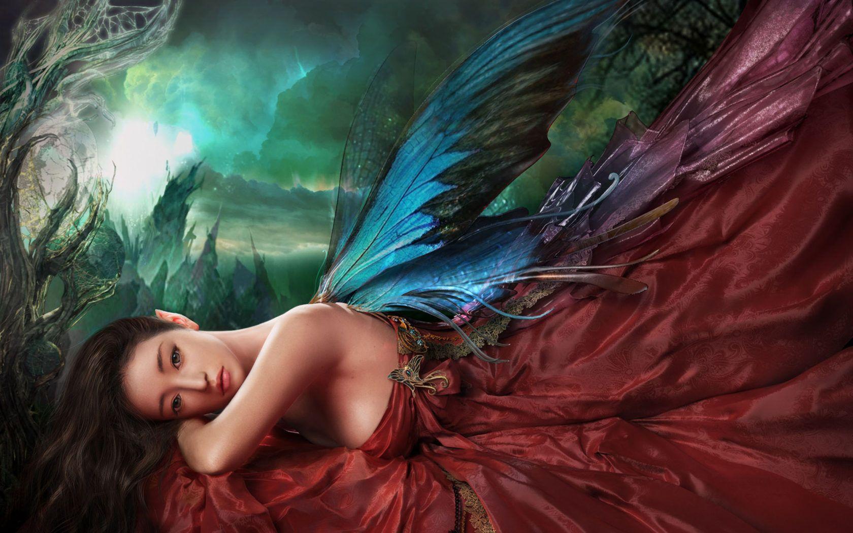 1680x1050 Girl with butterfly wings Beautiful fairy wallpaper HD for Desktop :