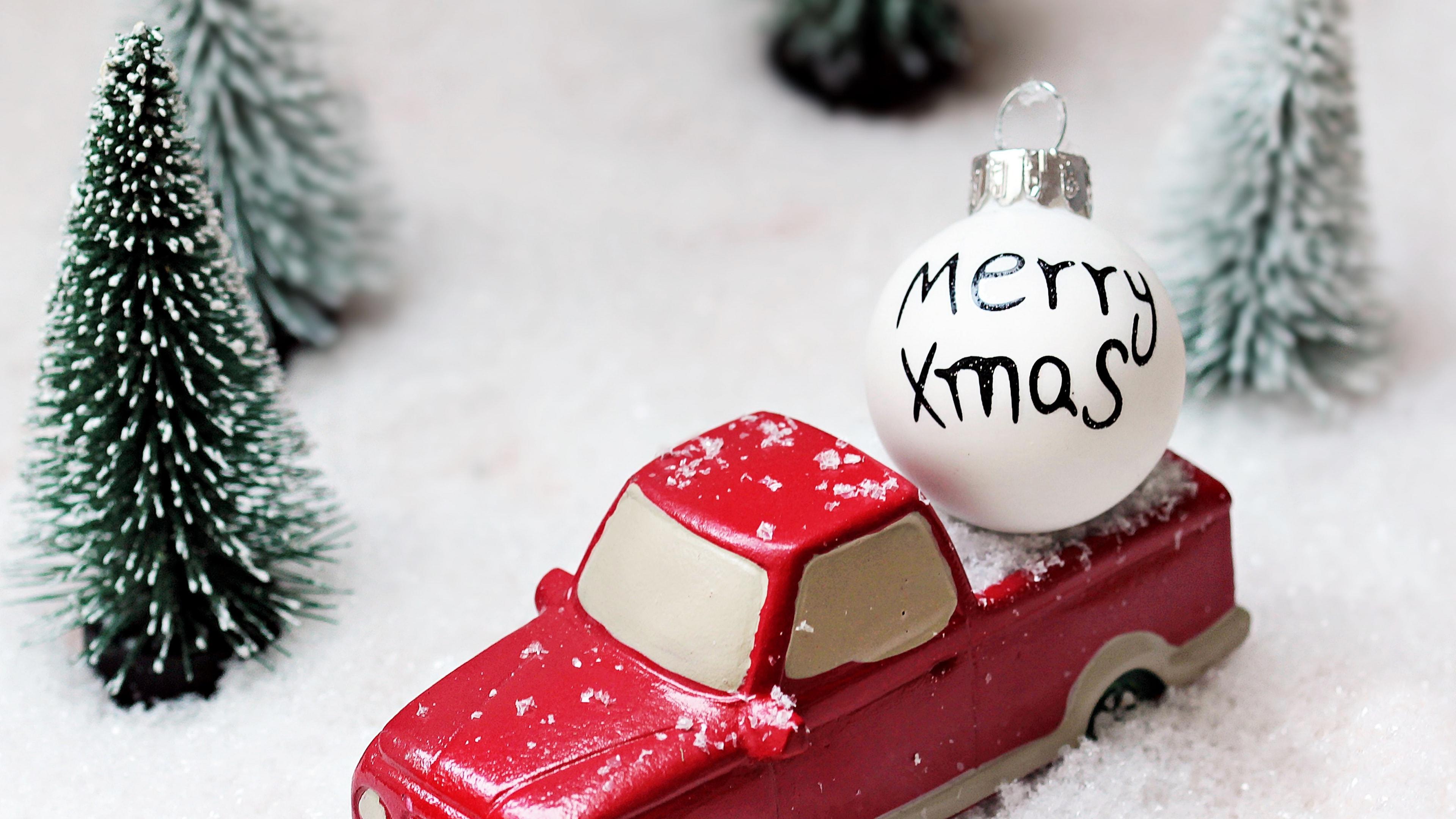 3840x2160 Christmas Toys Cars Trees Ball Wallpaper and Free