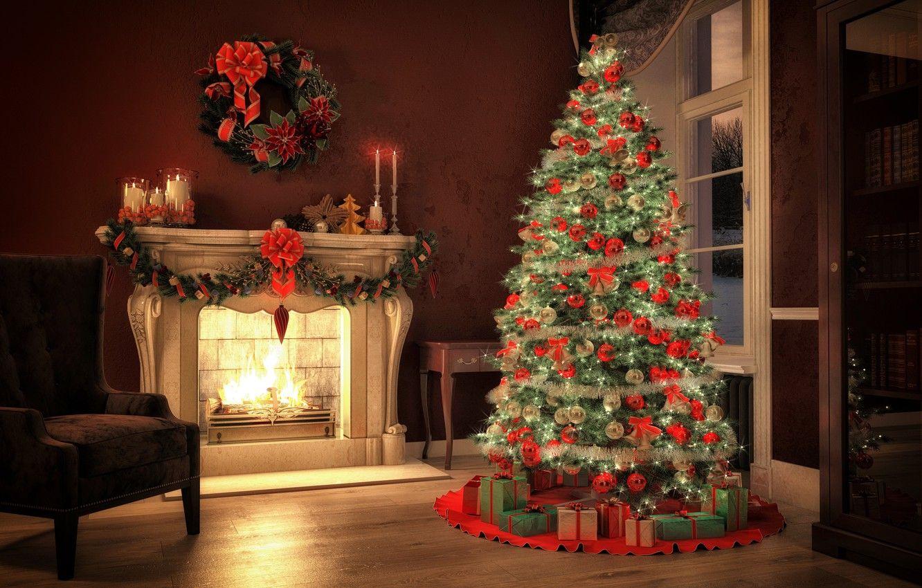 1332x850 Wallpaper decoration, toys, tree, New Year, Christmas, gifts, fireplace, Christmas, design, Merry Christmas, Xmas, interior, home, decoration, Christmas tree, gifts image for desktop, section новый год