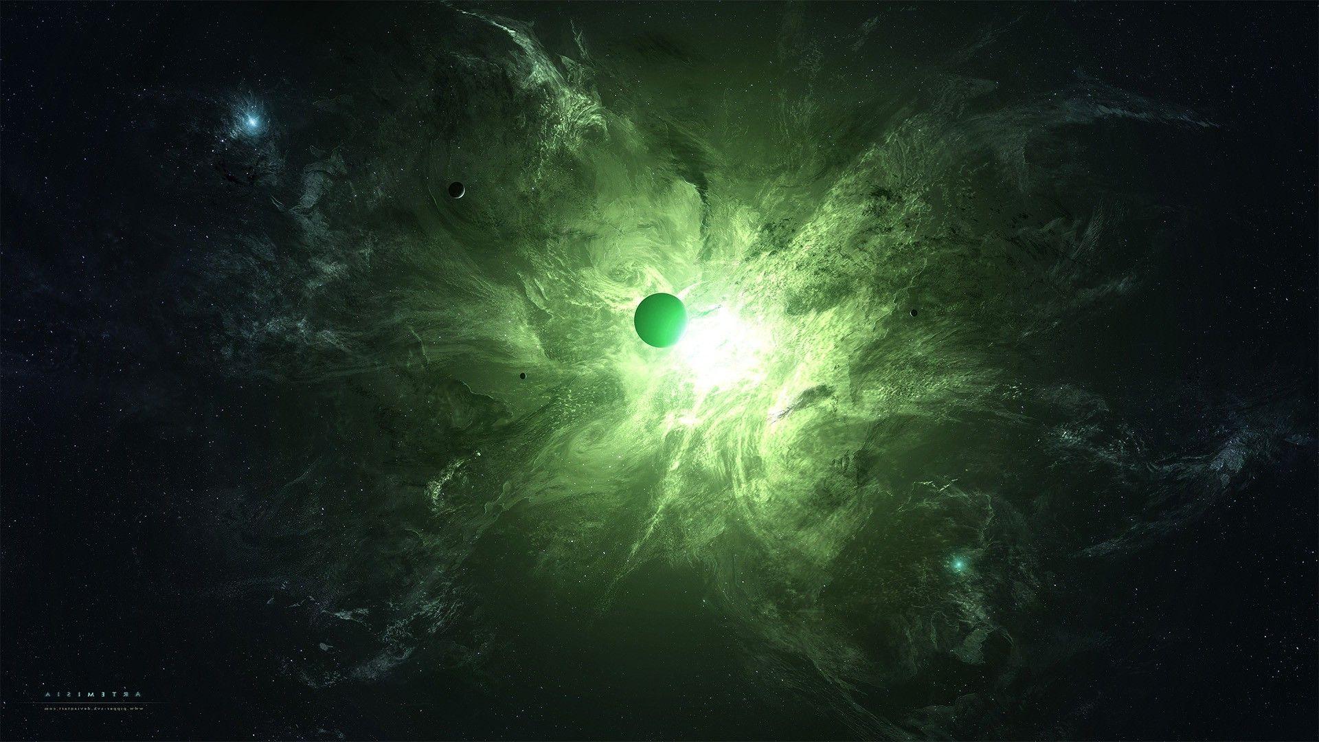 1920x1080 Green Space Desktop Background .