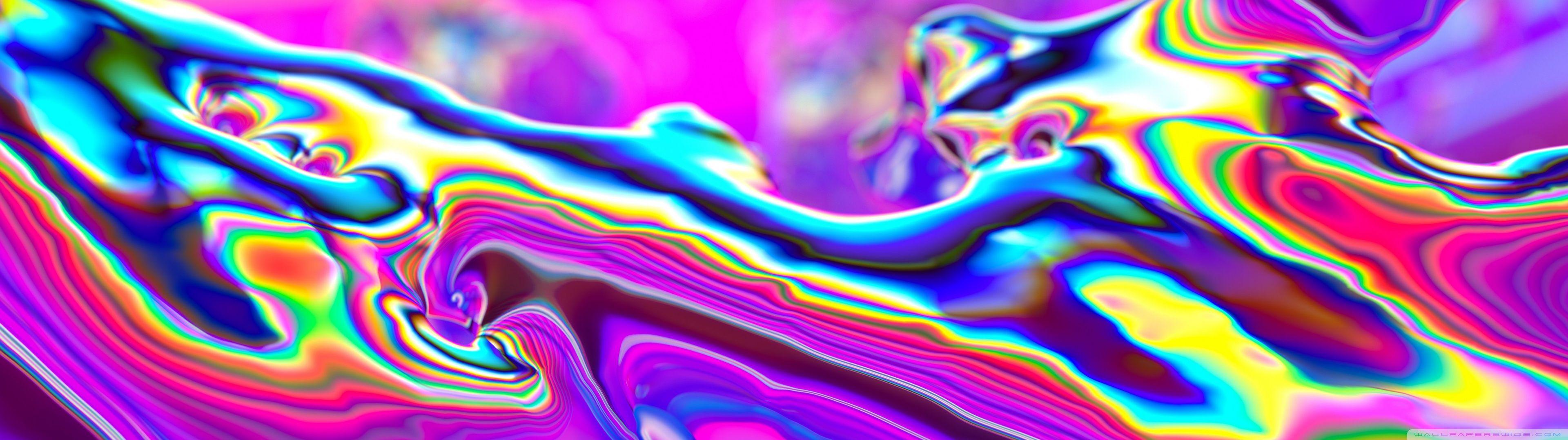 3840x1080 Abstract Iridescent Liquid Art Ultra HD Desktop Background Wallpaper for : Multi Display, Dual & Triple Monitor