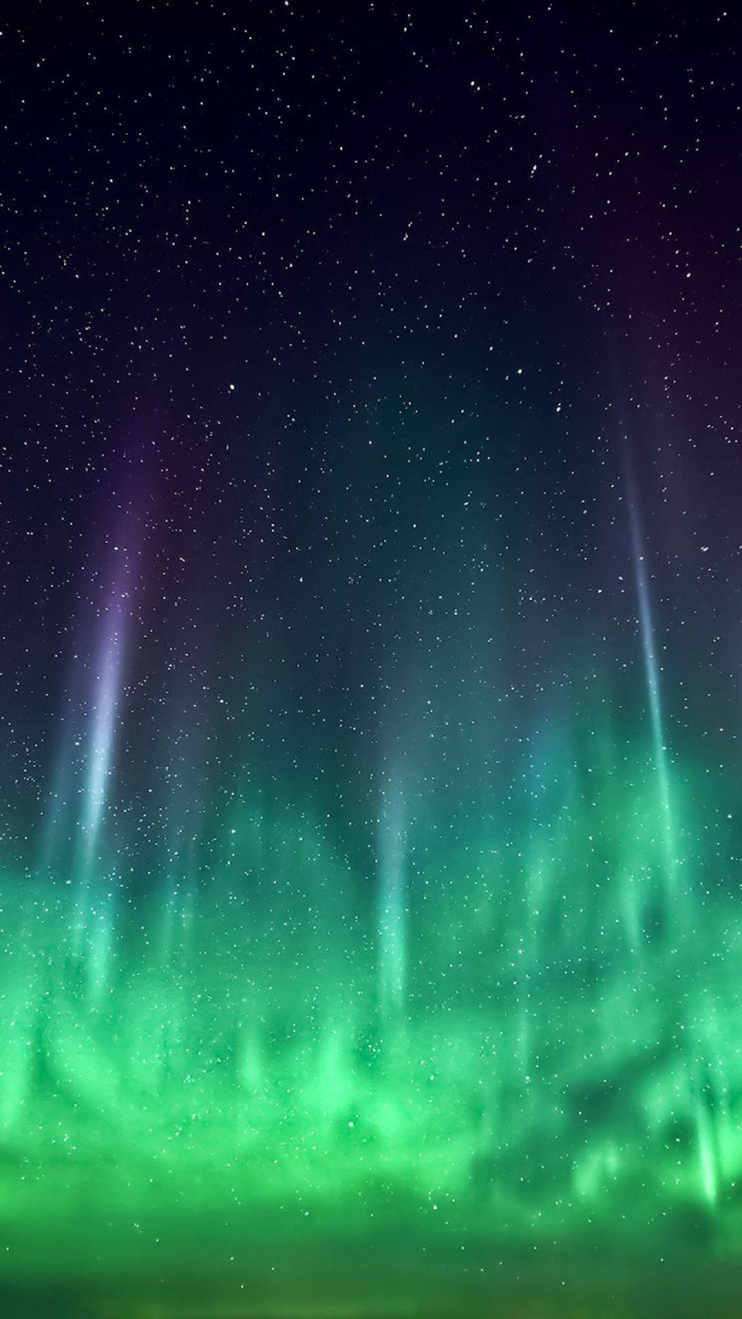 1080x1920 Aurora Borealis Green Stars Space Android Wallpaper free download