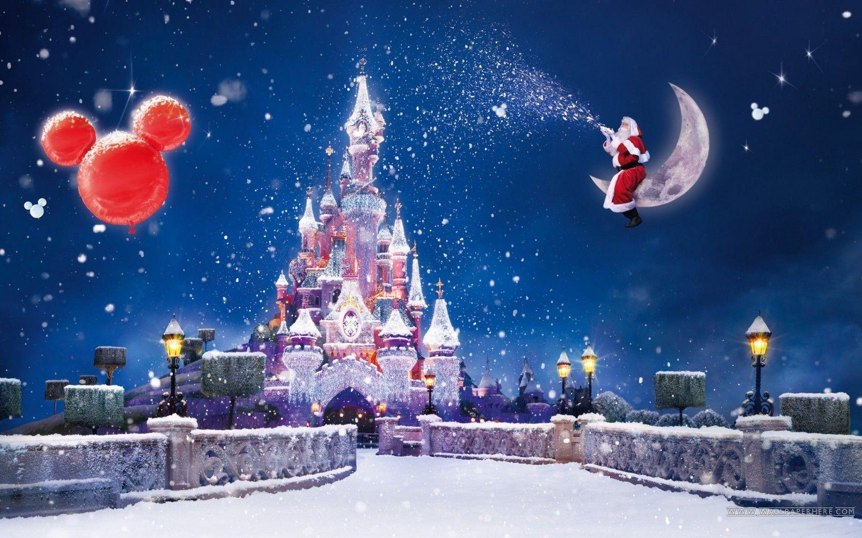 1680x1050 Wonderful magic Christmas night over the Disney Land Paris. Christmas holiday Wallpaper. Christma. Christmas wallpaper hd, Christmas desktop, Christmas backdrops