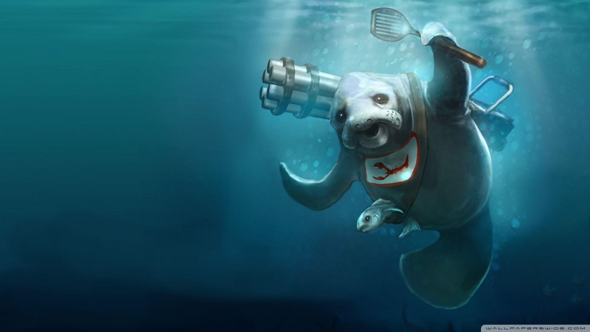 1920x1080 Download Seal Underwater Painting Wallpaper 1920x1080