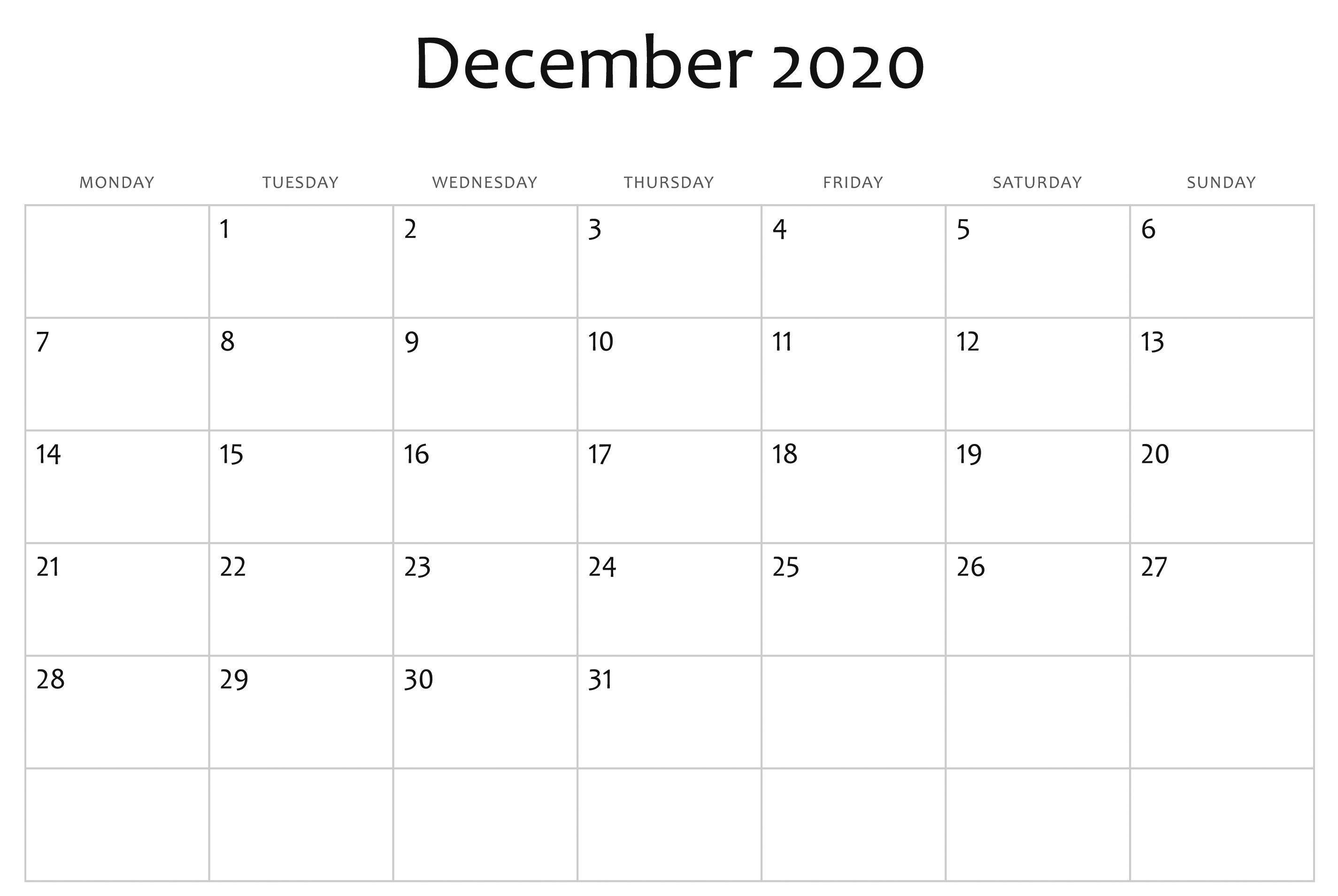 2850x1909 December 2020 Calendar Wallpaper