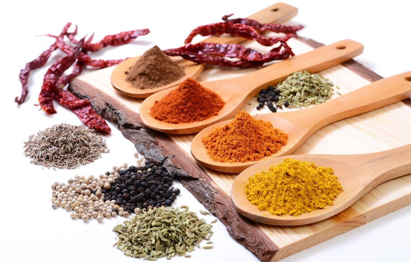 1332x850 Wallpaper pepper, spices, spoon, cumin, saffron, turmeric image for desktop, section еда