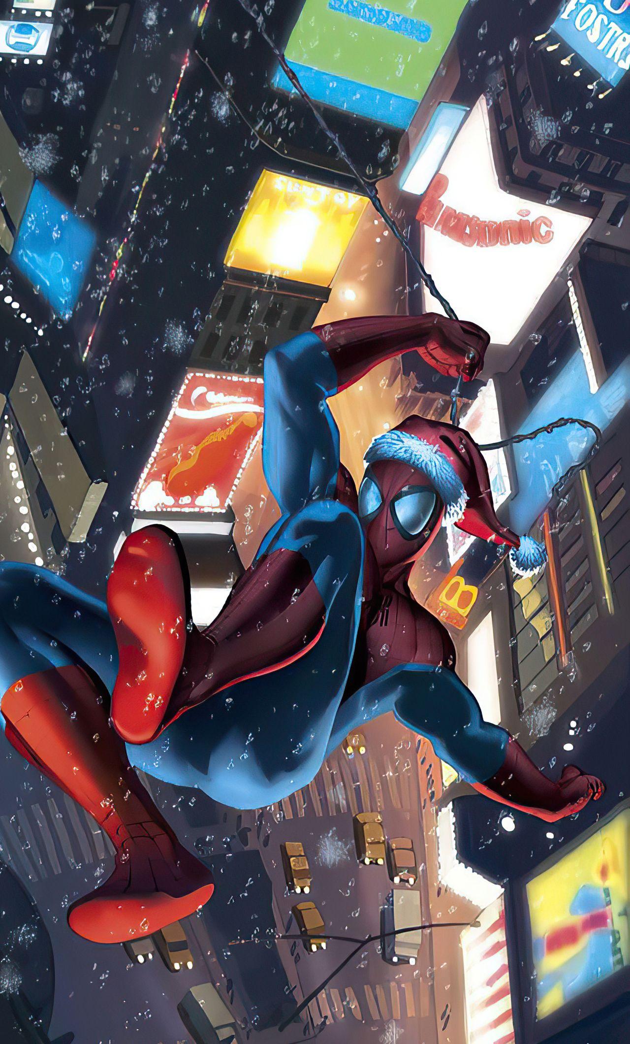 1280x2120 Spider Man Christmas Boy iPhone HD 4k Wallpaper, Image, Background, Photo and Picture