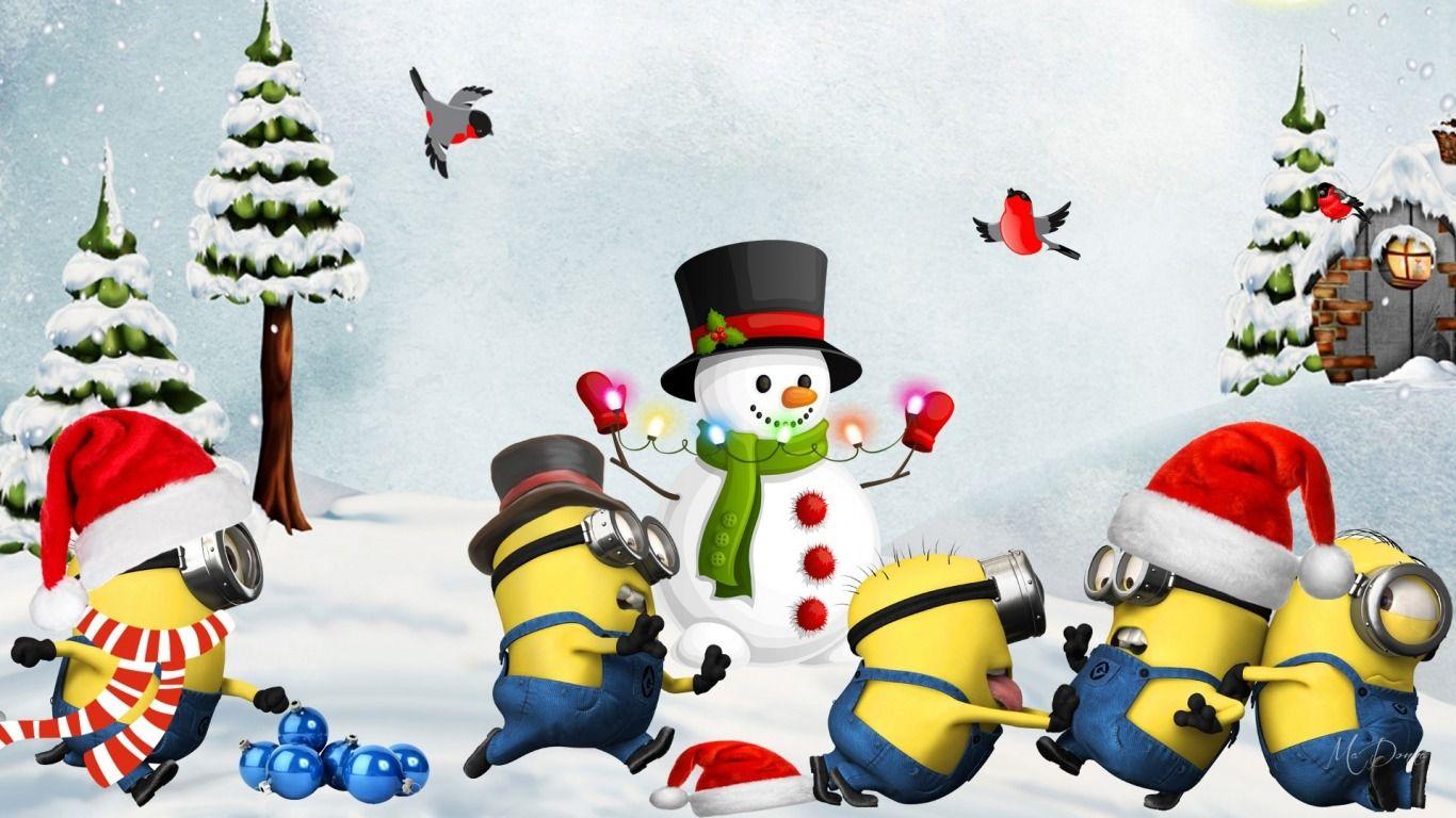 1366x768 Minions Christmas Wallpaper Tree Minions Merry Christmas