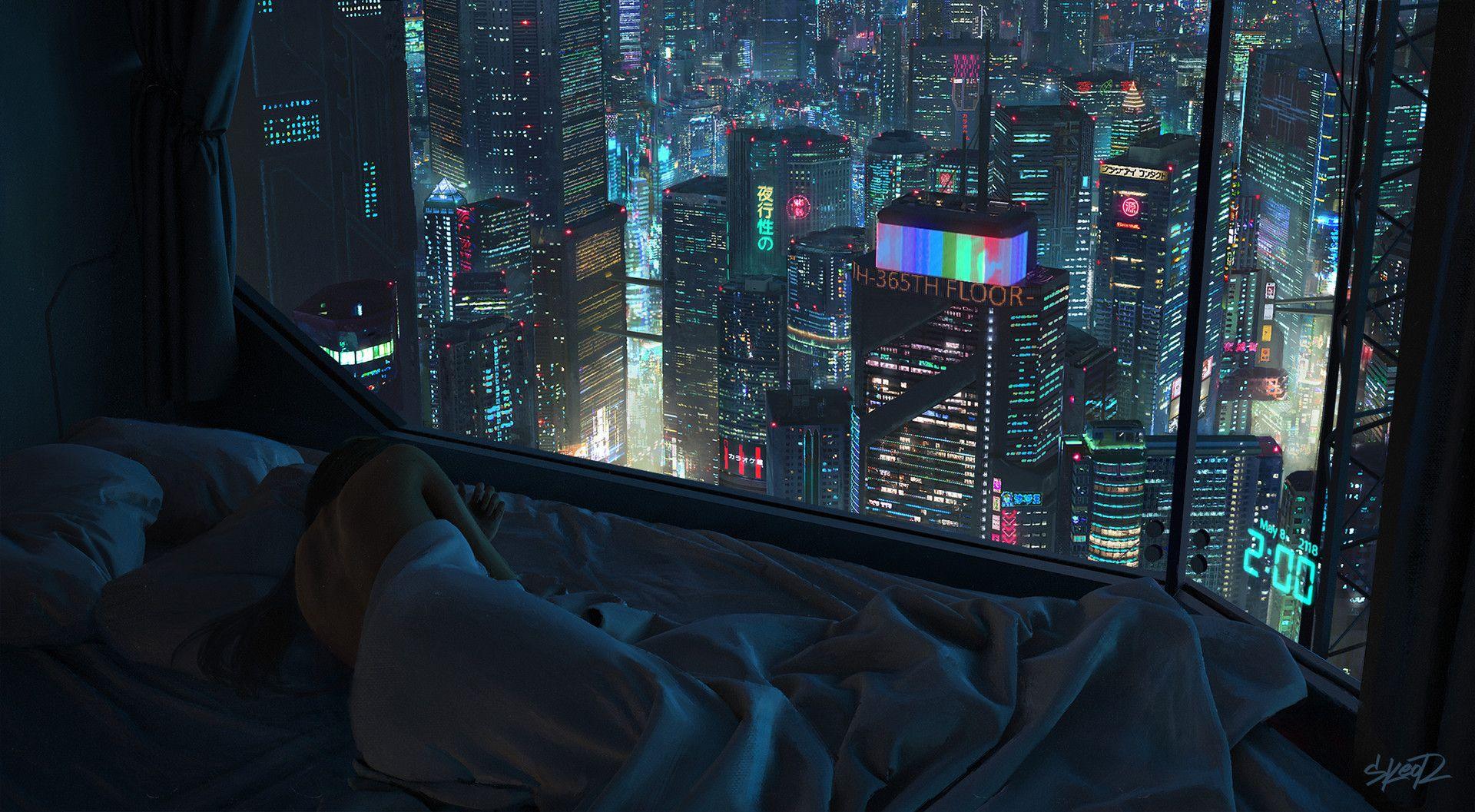 1920x1057 A cyberpunk apartment can be cozy too